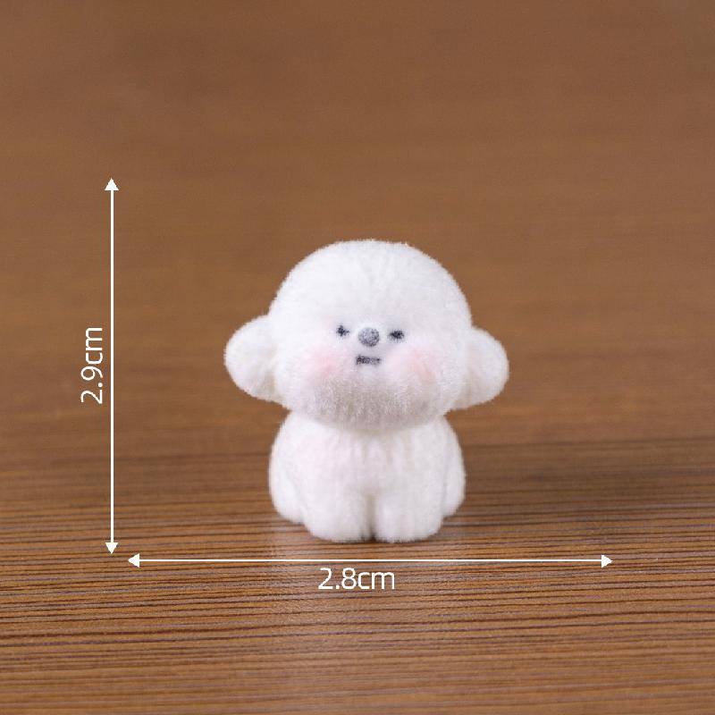Tiểu cảnh cún trắng lông mềm, búp bê DIY, phụ kiện bàn xe hơi tiểu cảnh mini (ZC-368)