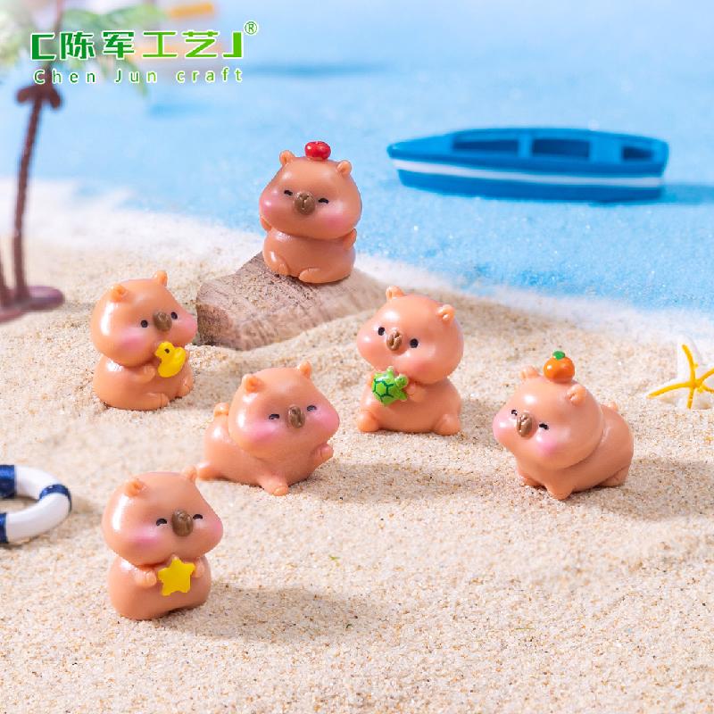 Phụ Kiện Tiểu Cảnh 微景观创意简单卡皮巴拉公仔 DIY装饰品挂配件迷你车载桌面小摆件