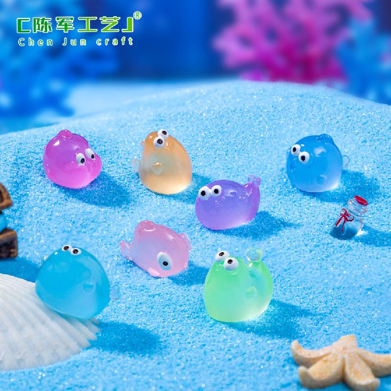 Phụ Kiện Tiểu Cảnh 微景观创意夜光胖胖鱼海洋鱼缸造景造景 DIY装饰品配件迷你小摆件