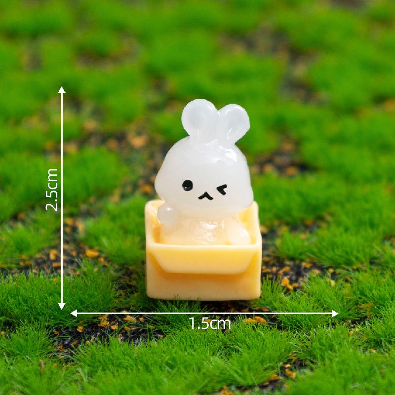 Tiểu cảnh gà & thỏ vỏ trứng phát sáng DIY, phụ kiện tiểu cảnh mini garden resin cute (ZC-1426)