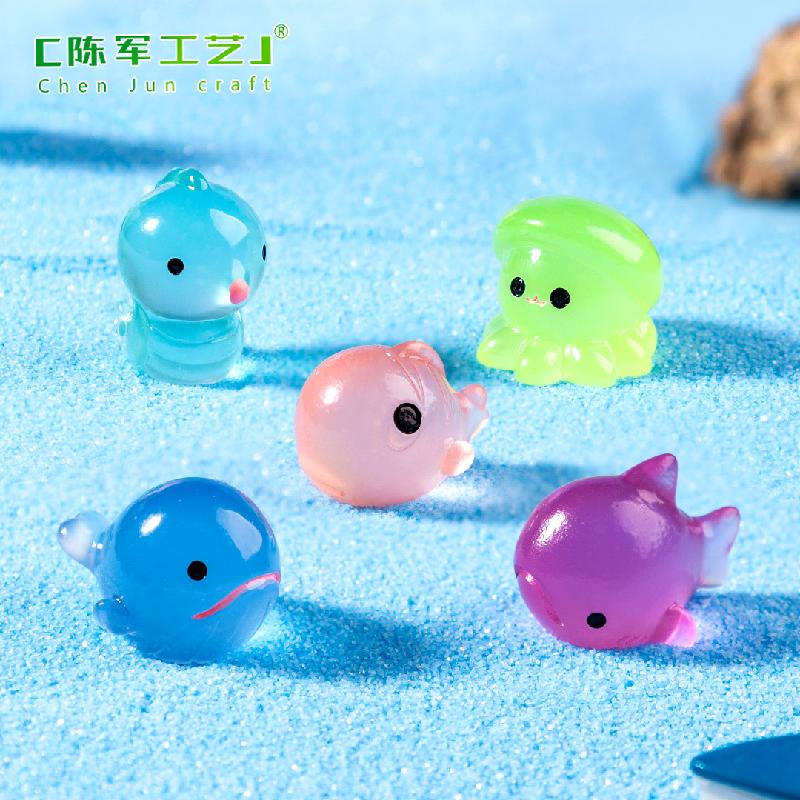 Phụ Kiện Tiểu Cảnh 微景观创意夜光鲨鱼海洋动物生态瓶 DIY装饰品配件迷你桌面小摆件