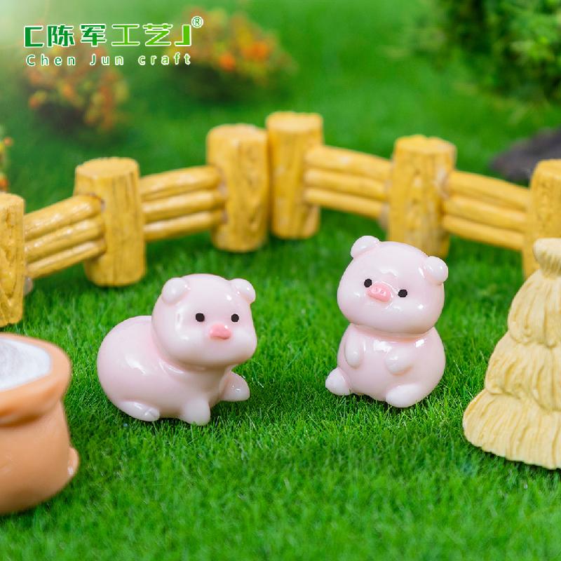Phụ Kiện Tiểu Cảnh 微景观可爱夜光胖墩墩小猪萌粒公仔DIY 装饰品配件迷你桌面小摆件
