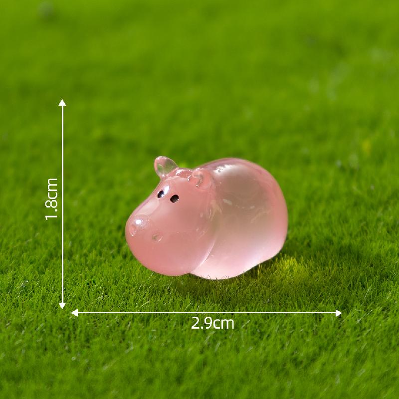 Tiểu cảnh hà mã phát sáng DIY, phụ kiện tiểu cảnh mini resin garden treo bàn cute micro (ZC-1409)