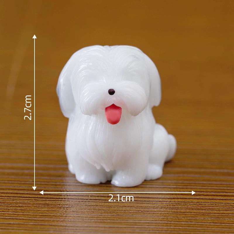 Tiểu cảnh chó trắng dễ thương, trang trí xe hơi mini (ZC-223)