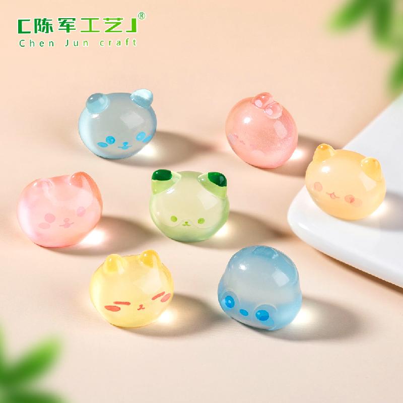 Phụ Kiện Tiểu Cảnh 跨境新品微景观创意夜光小猫兔子动物头 DIY装饰品配件迷你小摆件