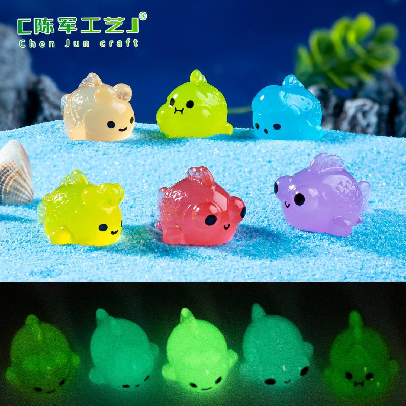Phụ Kiện Tiểu Cảnh 微景观夜光创意夜光小金鱼萌粒鱼缸造景 DIY装饰品配件迷你小摆件