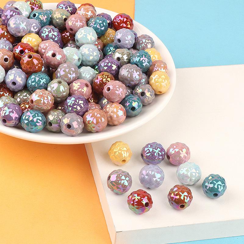 Charm LaBuBu diy饰品配件 uv电镀圆珠子直孔树脂散珠耳饰项链手工串珠材料批发