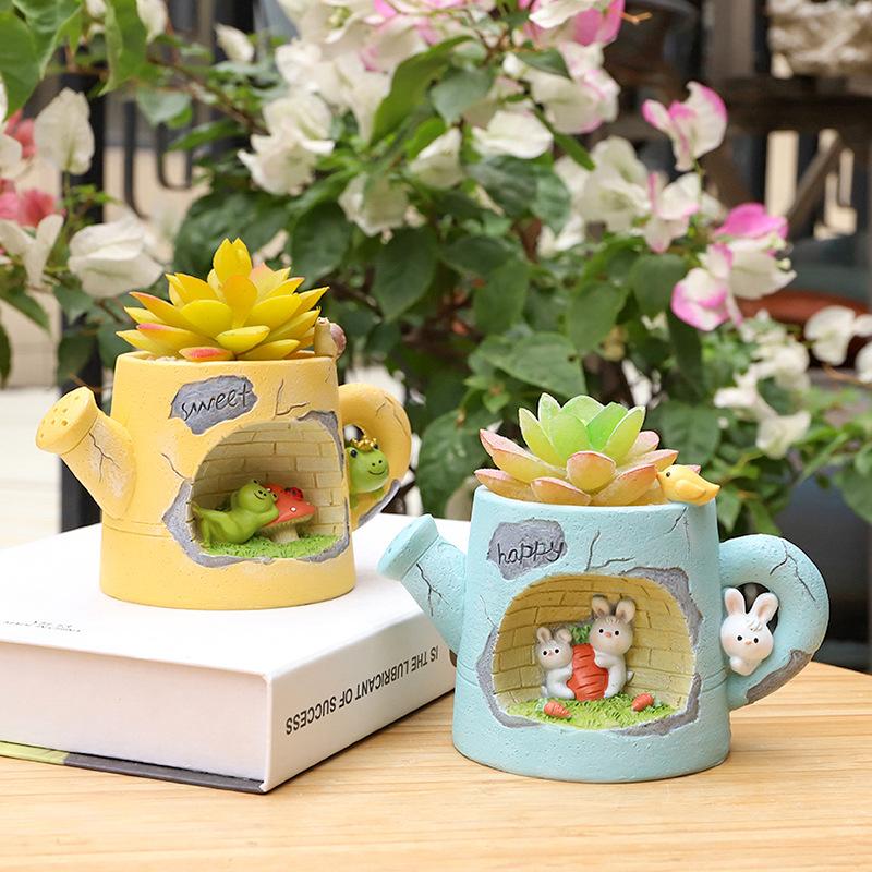 Chậu Cây Resin Chậu cây mọng nước hoạt hình resin, chậu mini trang trí bàn, tiểu cảnh cây xanh (RG-16)