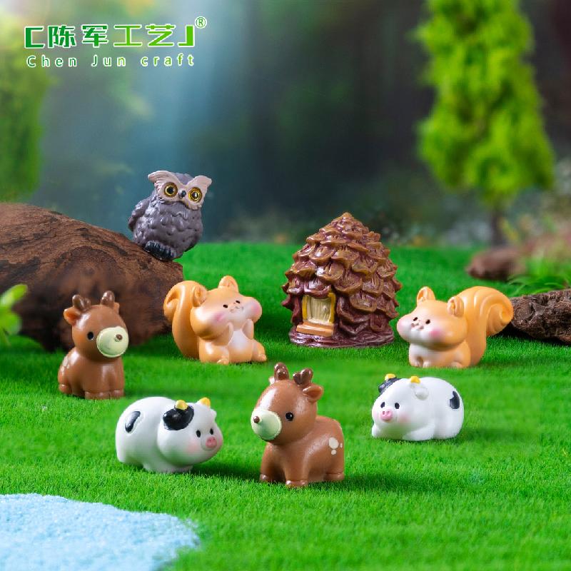 Phụ Kiện Tiểu Cảnh 跨境外贸微景观创意森林小动物猫头鹰公仔DIY装饰品挂配件小摆件