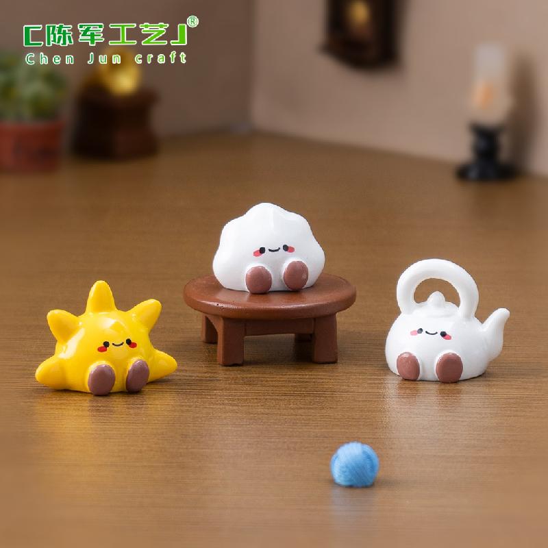 Phụ Kiện Tiểu Cảnh 微景观创意治愈小动物牛角包太阳萌粒 DIY装饰品挂配件迷你小摆件