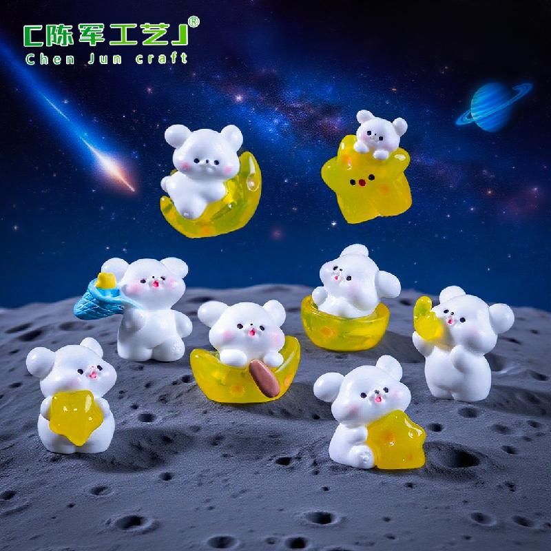 Phụ Kiện Tiểu Cảnh 微景观创意太空星月小狗萌粒公仔 DIY装饰品挂配件迷你桌面小摆件