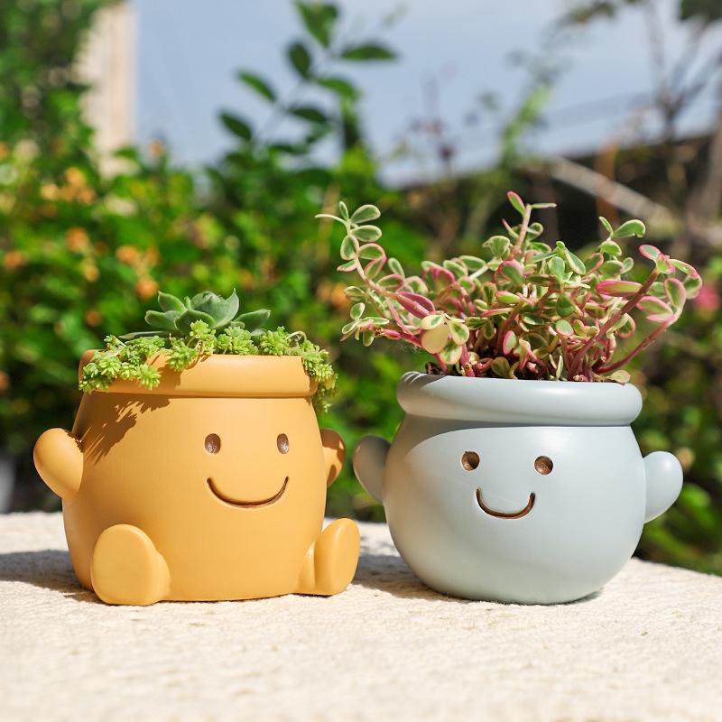 Chậu Cây Resin Bộ chậu cây mọng nước thú cưng hoạt hình resin, chậu mini trang trí ban công và sân vườn (RG-192)