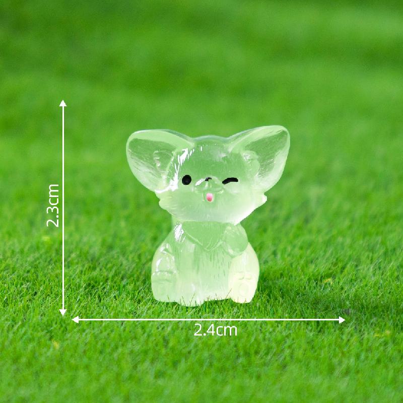Tiểu cảnh cáo tai lớn phát sáng DIY, phụ kiện tiểu cảnh mini garden resin treo bàn cute (ZC-1423)