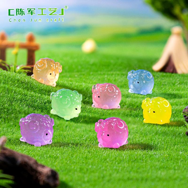 Phụ Kiện Tiểu Cảnh 新品微景观创意夜光小绵羊公仔动物萌粒 DIY装饰品配件迷你小摆件