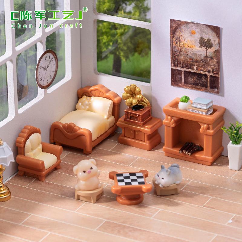 Phụ Kiện Tiểu Cảnh 微景观创意欧式家具模型娃娃屋 DIY装饰品配件迷你微缩手工小摆件