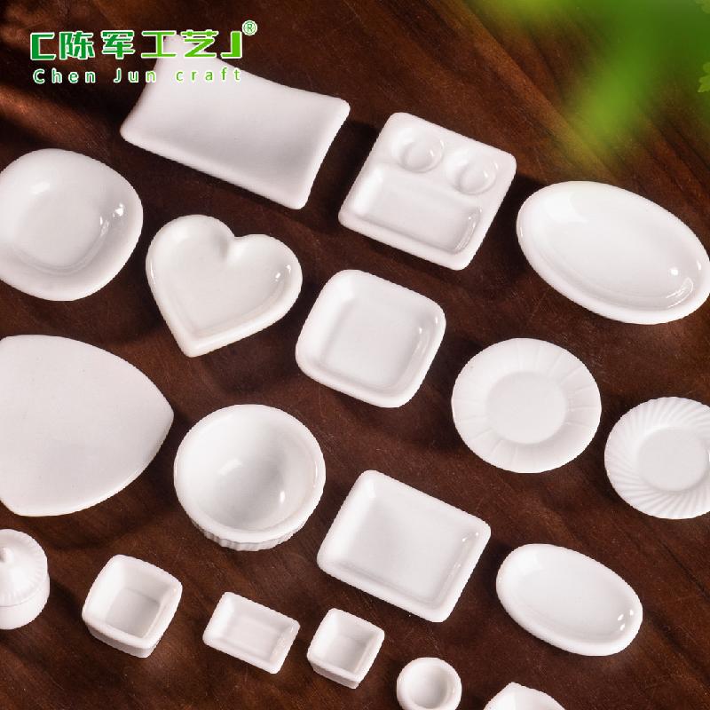 Phụ Kiện Tiểu Cảnh 微景观创意陶瓷盘子食玩微缩模型娃娃屋 DIY装饰品配件迷你小摆件