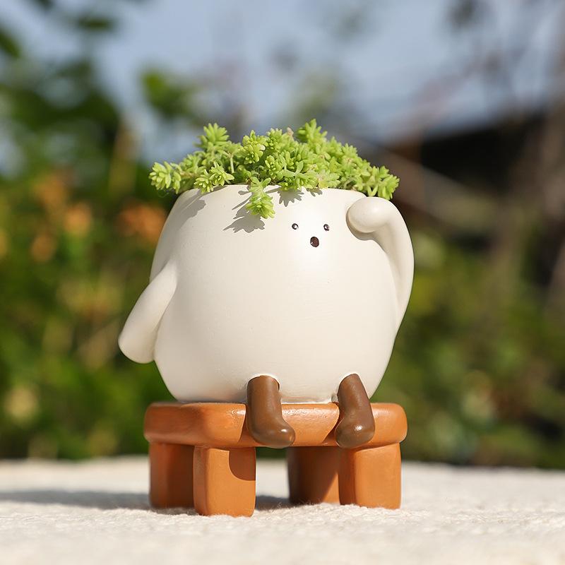 Chậu Cây Resin Chậu cây mọng nước resin mini, chậu cây để bàn văn phòng, trang trí sân vườn ban công (RG-15)