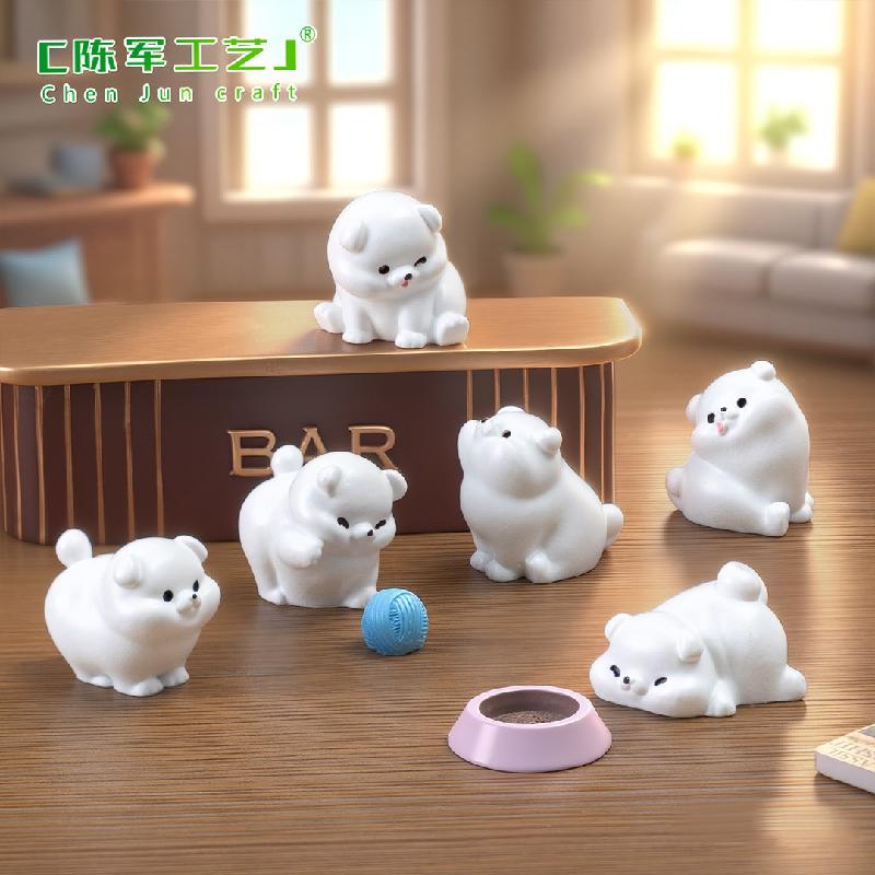 Phụ Kiện Tiểu Cảnh 微景观创意可爱胖胖小白狗萌粒公仔 DIY装饰品配件迷你桌面小摆件