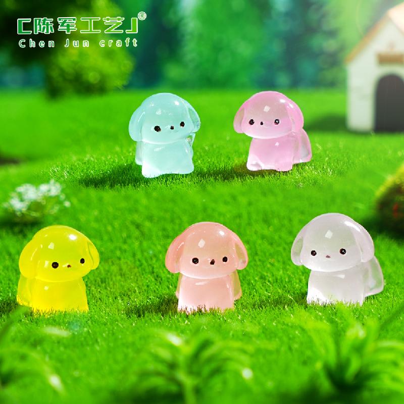 Phụ Kiện Tiểu Cảnh 苔藓微景观夜光可爱小狗园艺造景 DIY装饰配件迷你车载桌面小摆件