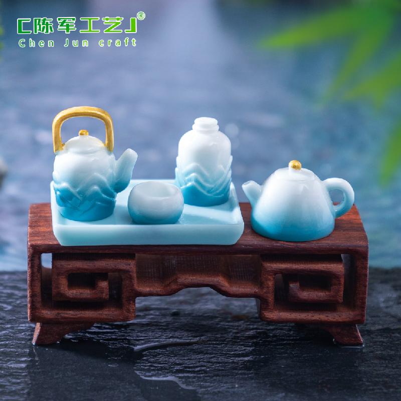 Phụ Kiện Tiểu Cảnh 微景观创意国风青山茶具茶壶娃娃屋 DIY装饰品配件迷你微缩小摆件