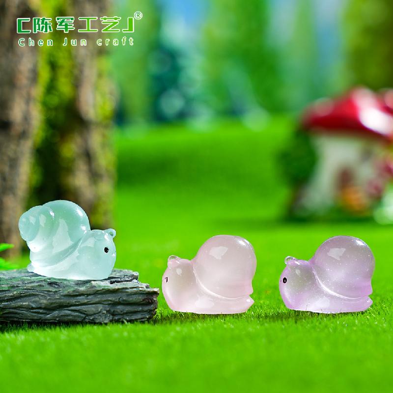 Phụ Kiện Tiểu Cảnh 微景观创意夜光萌萌小动物蜗牛海兔 DIY装饰品配件迷你桌面小摆件