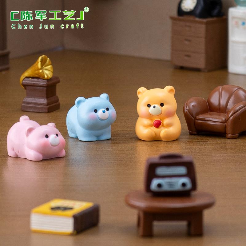 Phụ Kiện Tiểu Cảnh 微景观创意萌萌小熊公仔萌粒娃娃屋 DIY装饰品配件迷你车载小摆件