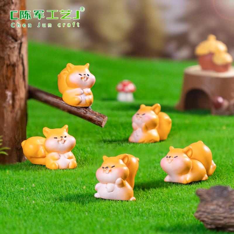 Phụ Kiện Tiểu Cảnh 微景观创意可爱胖胖小松鼠园艺造 DIY装饰品挂配件迷你桌面小摆件