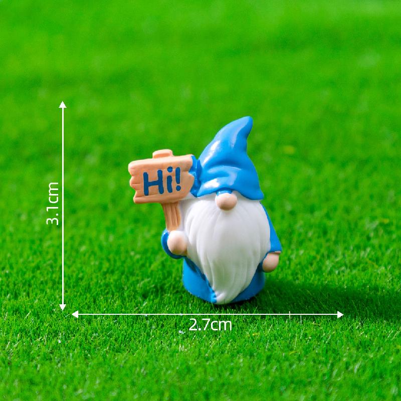 跨境微景观创意蓝色举牌小矮人萌粒盲袋 DIY装饰品配件迷你小摆件