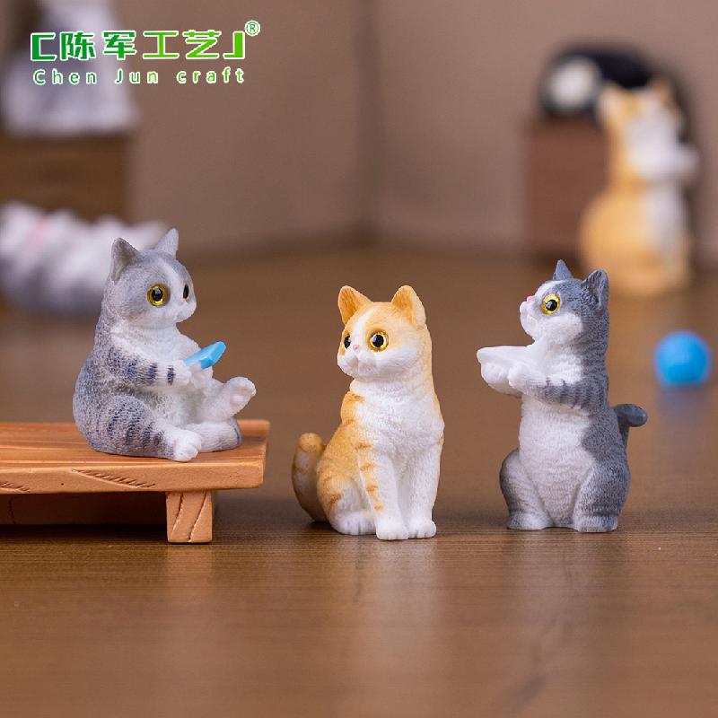 Phụ Kiện Tiểu Cảnh 微景观创意调皮猫猫公仔娃娃屋 DIY装饰品配件迷你车载桌面小摆件