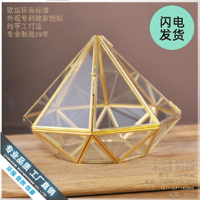 Chậu Đa Giác Bình thủy tinh ngôi sao may mắn, hộp hoa bất tử (DG-55)