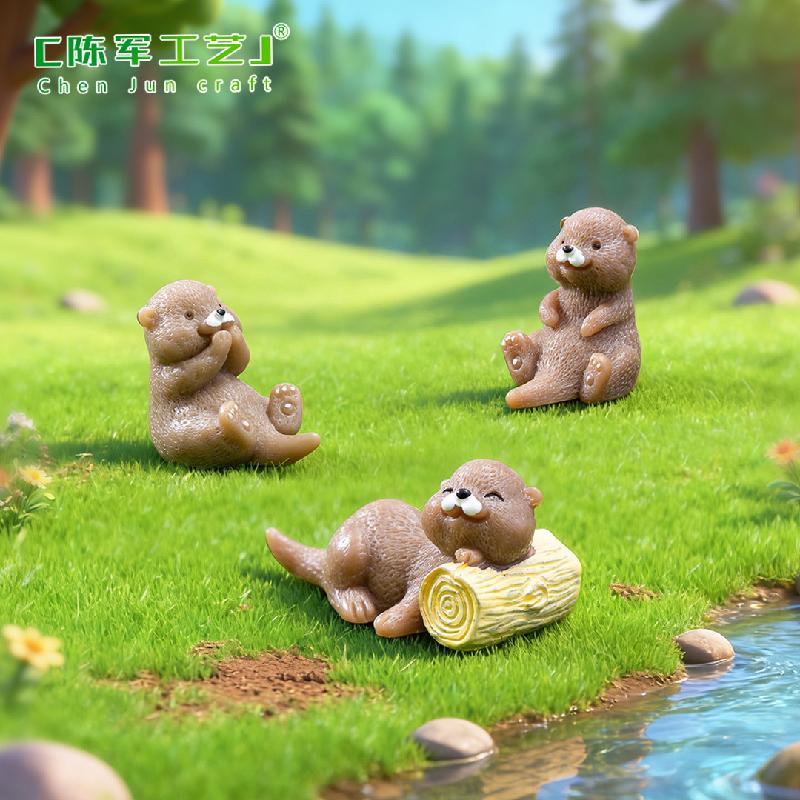 Phụ Kiện Tiểu Cảnh Tiểu cảnh rái cá nhỏ, móc khóa và trang trí cây cảnh mini (ZC-366)