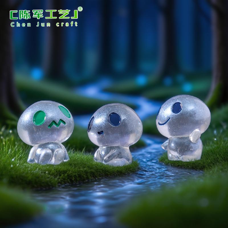 Phụ Kiện Tiểu Cảnh 跨境微景观创意夜光小小外星人萌粒 DIY装饰品配件迷你树脂小摆件