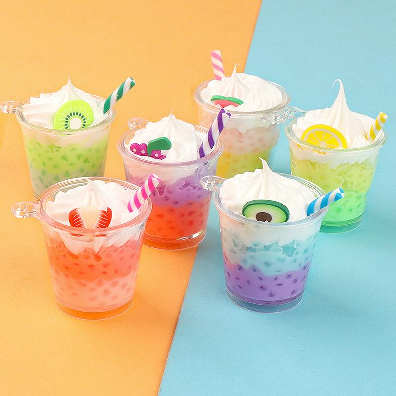 仿真夜光双色水果杯 diy饰品配件钥匙扣挂件摆件滴胶树脂diy材料