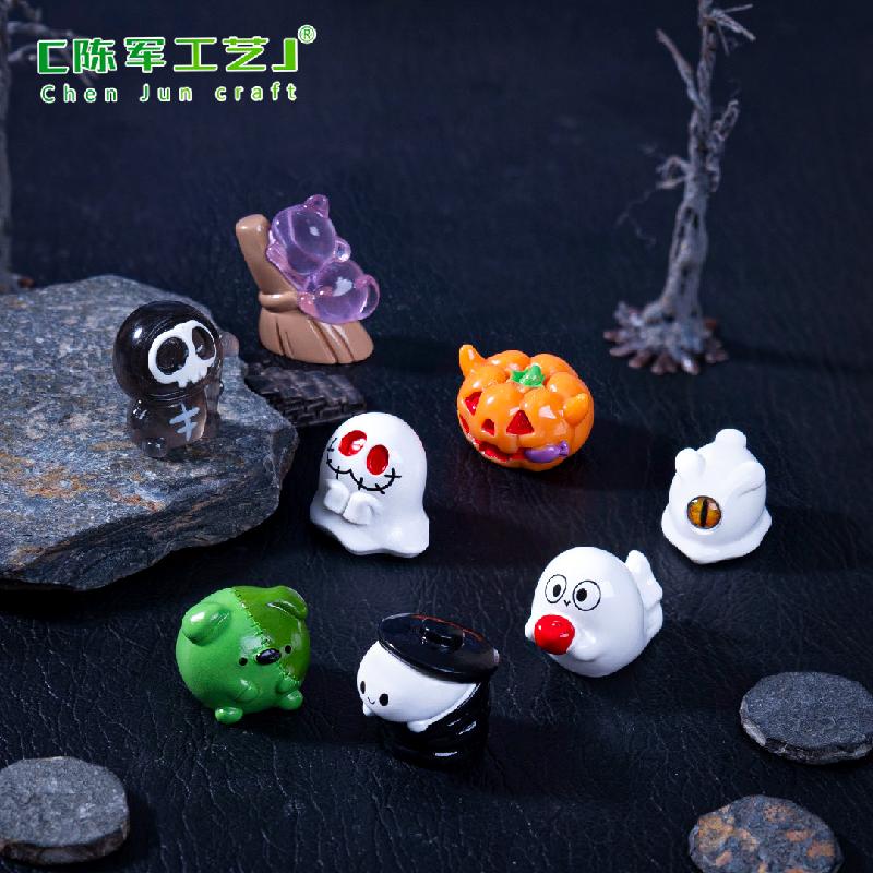Phụ Kiện Tiểu Cảnh 跨境新品微景观创意夜光骷髅幽灵万圣节 DIY装饰品配件迷你小摆件