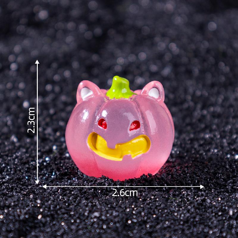 Tiểu cảnh Halloween bí ngô phát sáng DIY, phụ kiện treo tiểu cảnh mini resin đáng yêu (ZC-837)