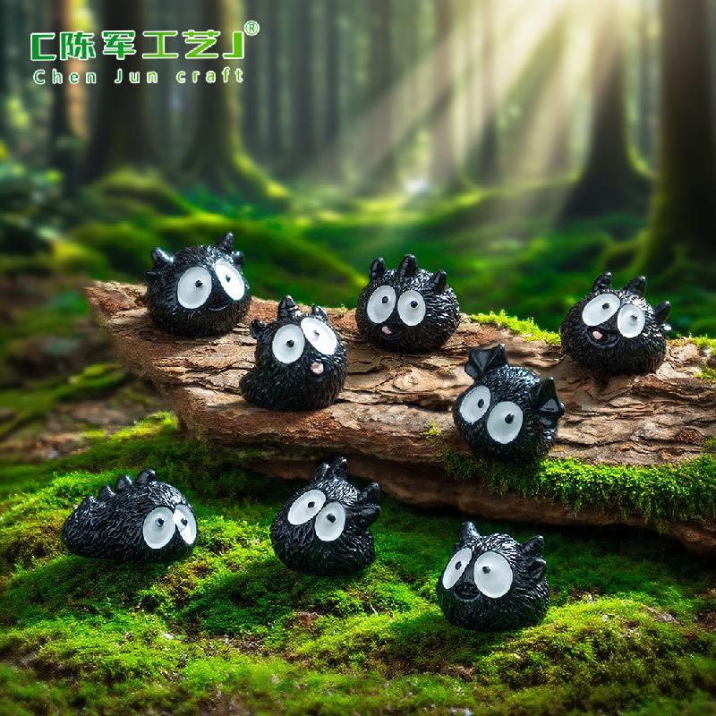 Phụ Kiện Tiểu Cảnh 跨境新品微景观创意黑色小怪兽萌粒 DIY装饰品配件迷你树脂小摆件