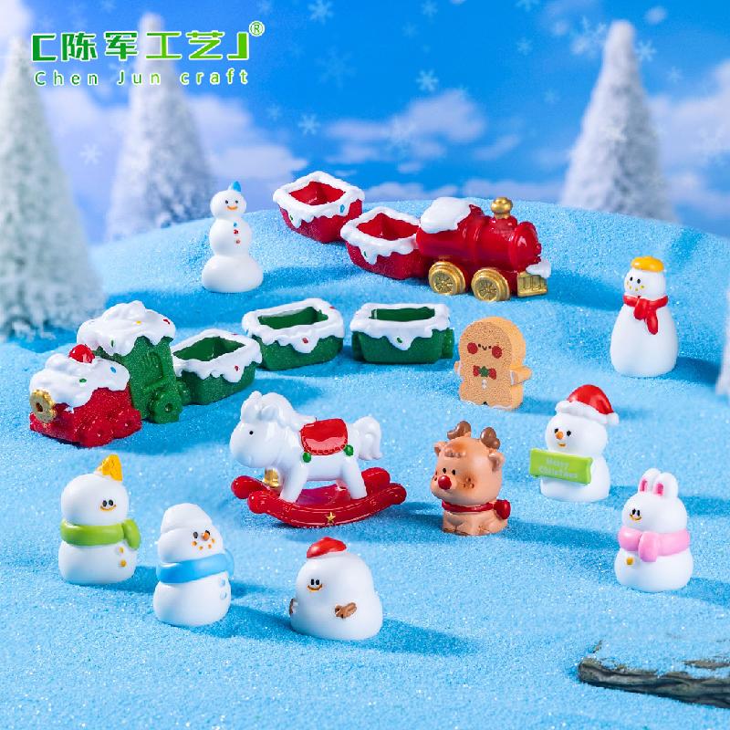 Phụ Kiện Tiểu Cảnh 跨境新品微景观创意雪人麋鹿圣诞节 DIY装饰品配件迷你树脂小摆件