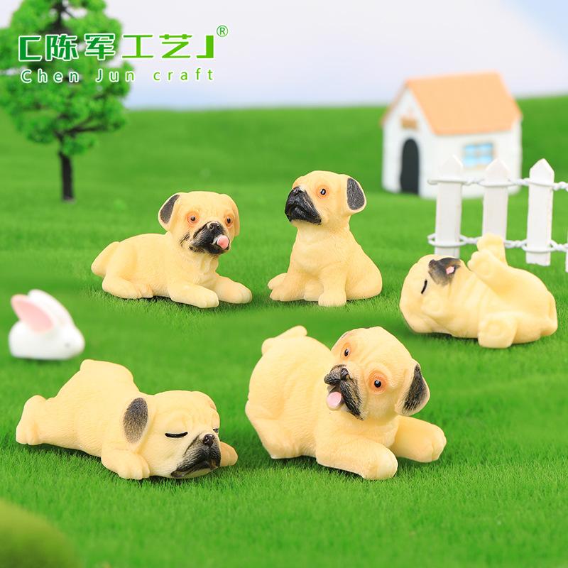 Tiểu cảnh chó Pug mini và thỏ dễ thương trang trí cây (ZC-1276)