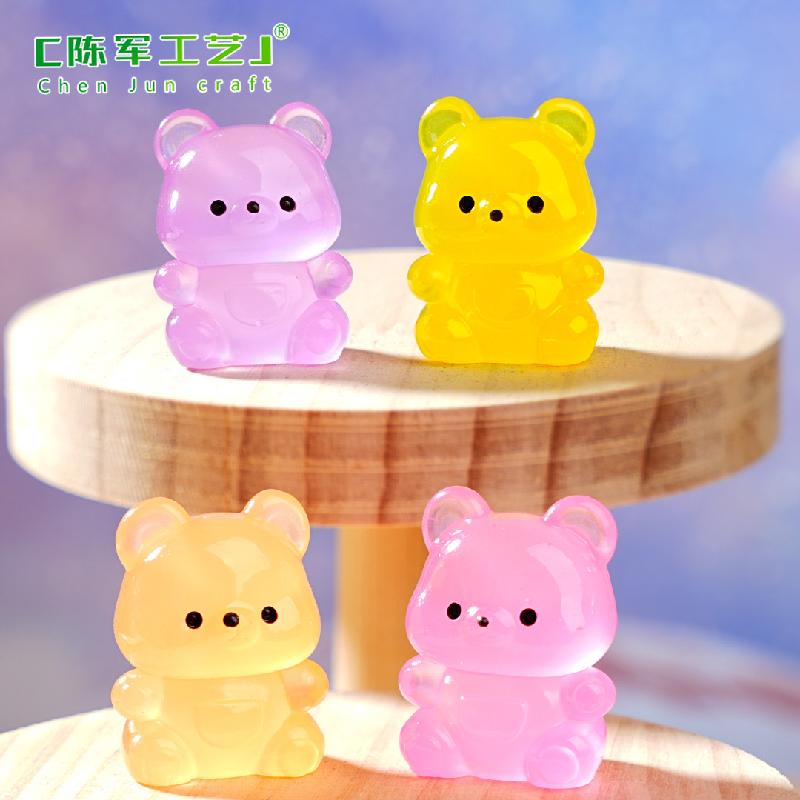 Phụ Kiện Tiểu Cảnh 微景观创意可爱卡通透色夜光小熊 DIY装饰品挂配件迷你桌面小摆件