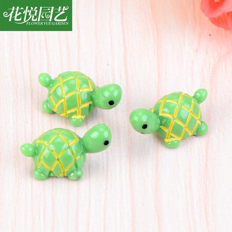 Phụ Kiện Tiểu Cảnh 苔藓微景观创意绿色小乌龟动物公仔 DIY装饰品配件迷你树脂小摆件