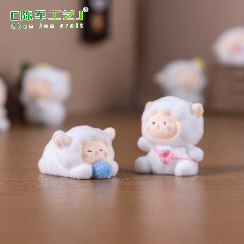 Phụ Kiện Tiểu Cảnh 创意可爱小羊植绒公仔萌粒迷你小摆件 DIY装饰品钥匙扣包包挂配件