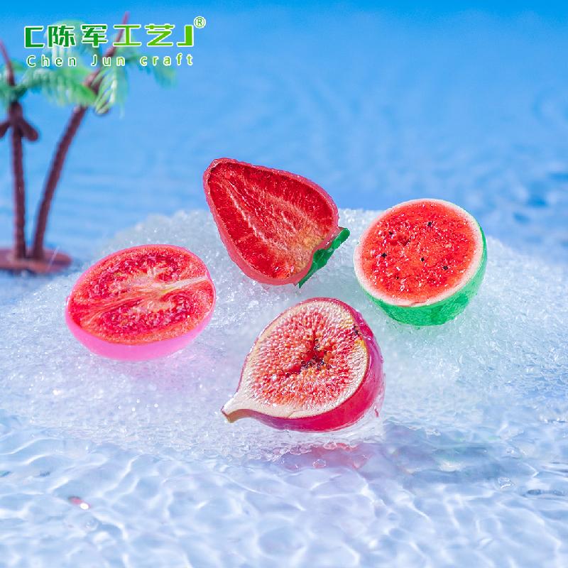 Phụ Kiện Tiểu Cảnh 微景观创意夜光半切水果西瓜火龙果萌粒 DIY装饰品配件迷你小摆件