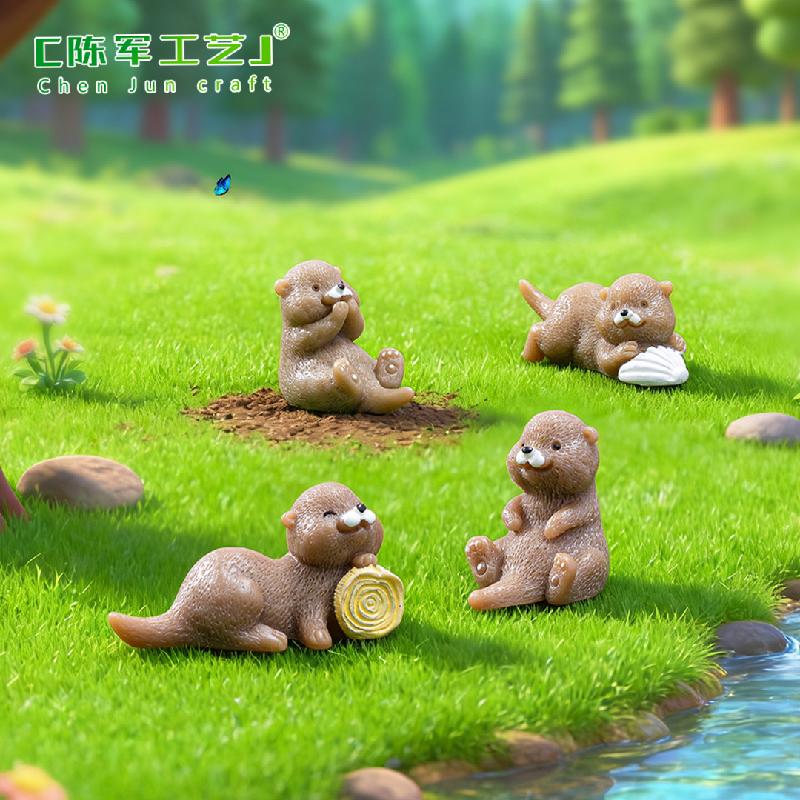Phụ Kiện Tiểu Cảnh Tiểu cảnh rái cá nhỏ, móc khóa và trang trí cây cảnh mini (ZC-366)