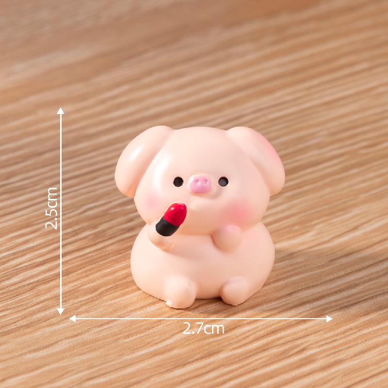 Tiểu cảnh heo trang điểm DIY, phụ kiện tiểu cảnh mini resin garden treo bàn xe đáng yêu cute (ZC-1477)