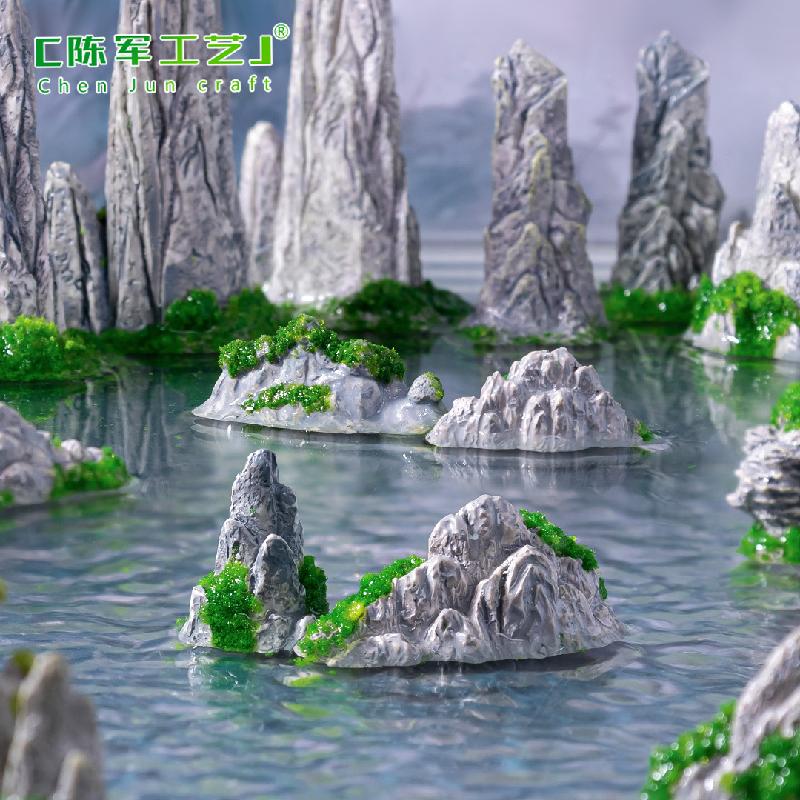Phụ Kiện Tiểu Cảnh 微景观创意中式山水假山石李白园艺造景 DIY装饰品配件迷你小摆件