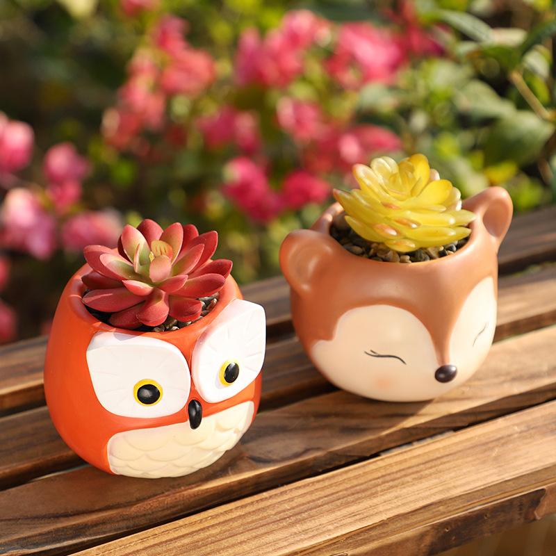 Chậu Cây Resin Chậu cây mọng nước hình cú mèo resin, chậu mini trang trí nhà, sân vườn và tiểu cảnh (RG-231)