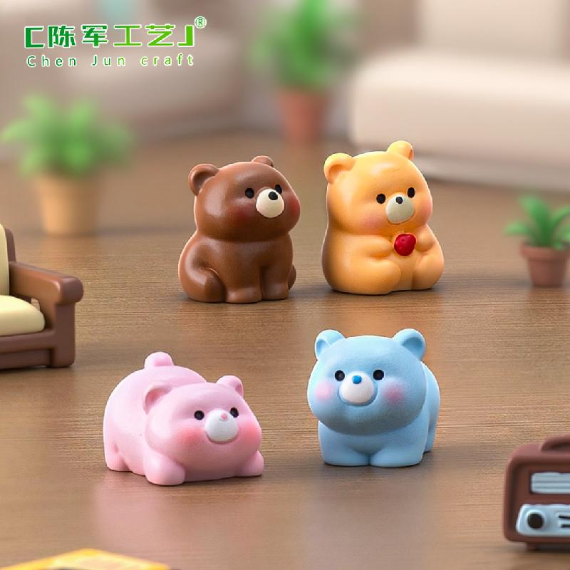 Phụ Kiện Tiểu Cảnh 微景观创意萌萌小熊公仔萌粒娃娃屋 DIY装饰品配件迷你车载小摆件