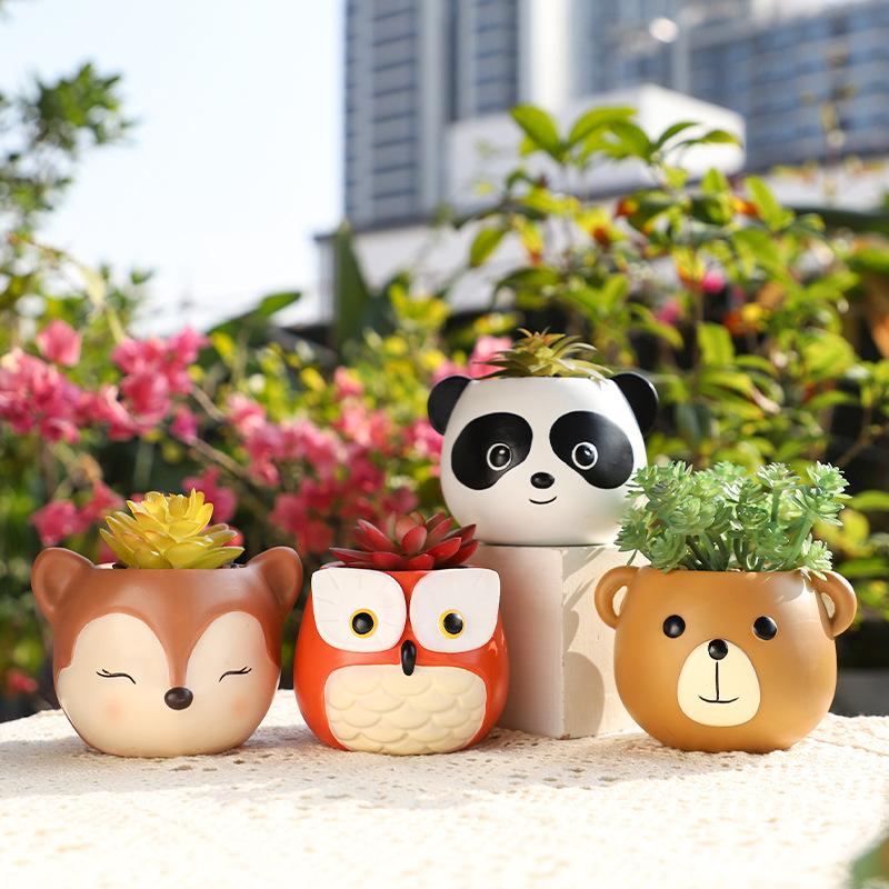 Chậu Cây Resin Chậu cây mọng nước hình cú mèo resin, chậu mini trang trí nhà, sân vườn và tiểu cảnh (RG-231)