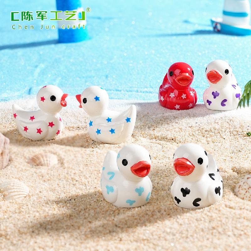 Phụ Kiện Tiểu Cảnh 外贸新品微景观创意国旗星星卡通小鸭子 DIY装饰品迷你树脂小摆件
