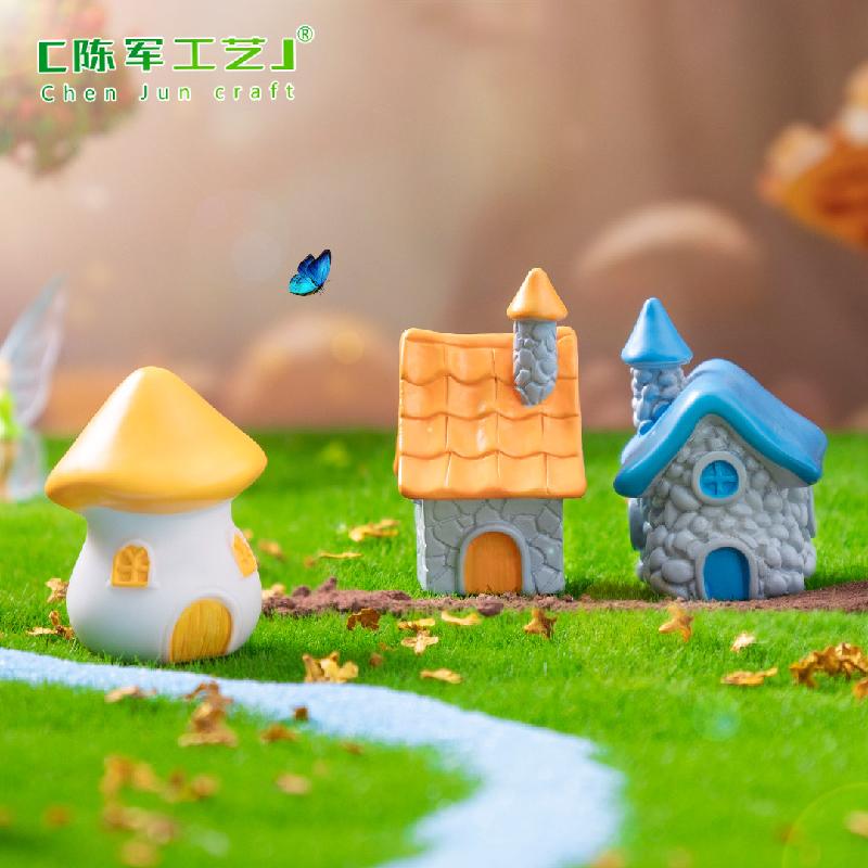 Phụ Kiện Tiểu Cảnh 苔藓微景观创意复古石头小房子园艺造景 DIY装饰配件迷你桌面小摆